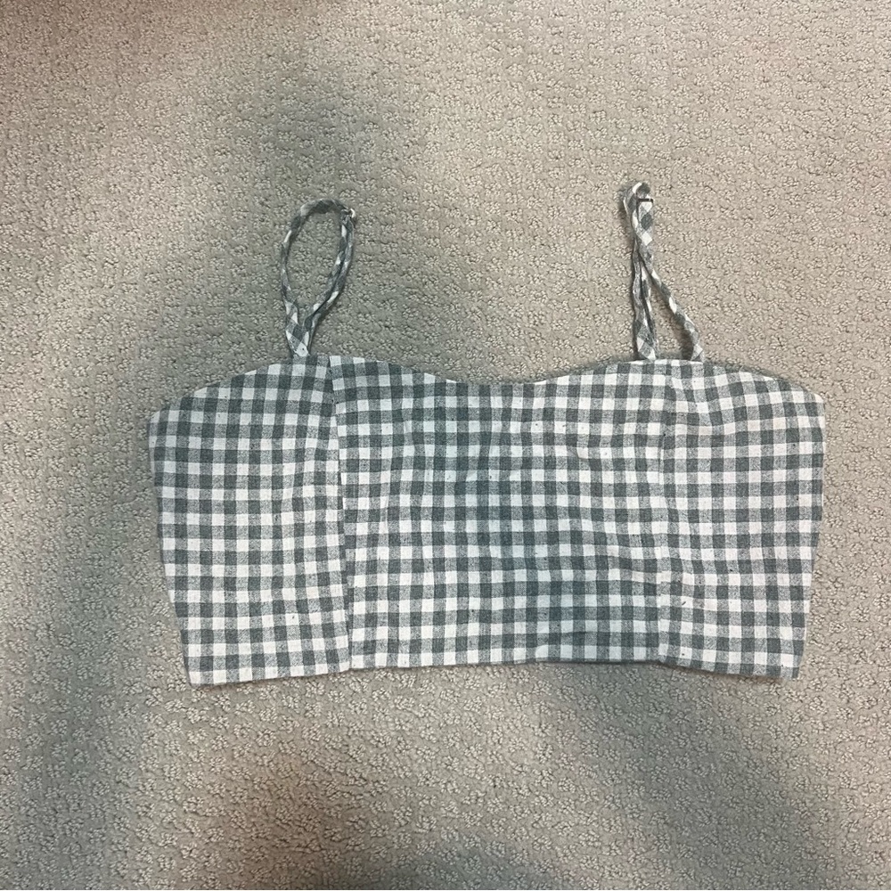 Brandy Melville Cropped Gingham Tank Top Cami Neckline one size